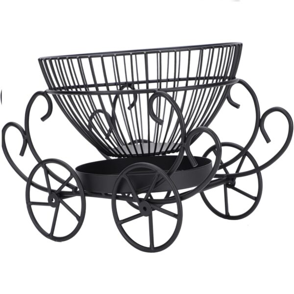 Pumpkin Cart Shaped Black Metal Fruit Basket